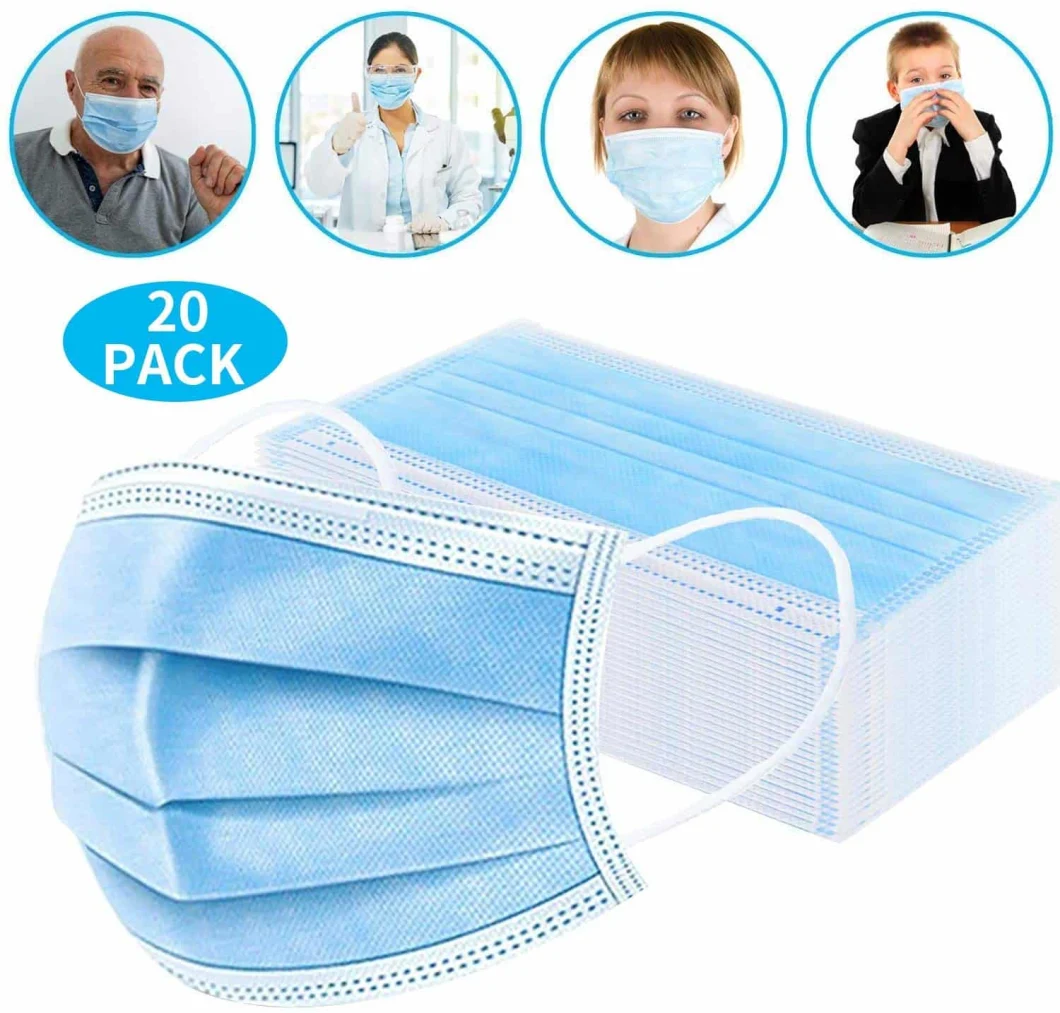 Surgical/Type Iir/Medical/Protective/Safety/Nonwoven 3ply/4ply Disposable Face Mask with Elastic Ear-Loops/Tie-on