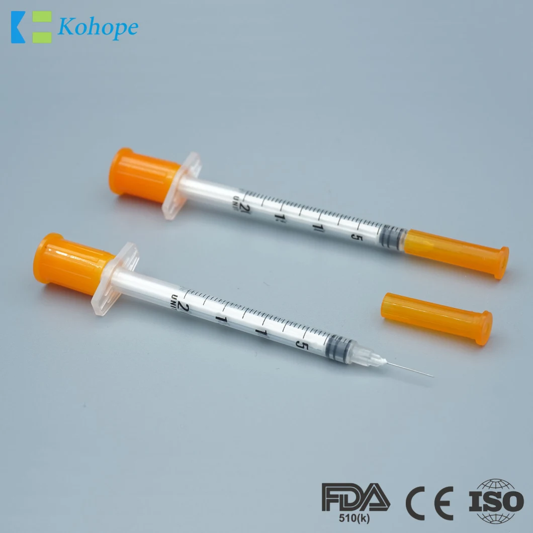 Sterile Disposable Medical Insulin Syringe with Fixed Ultra Fine Needle U-40/U-100 0.3ml/0.5ml/1.0ml High-Quality FDA CE&ISO